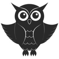 Minimalist Black Owl Illustration Design Element On White Background vector