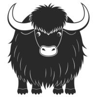 Black And White Illustration Of A Cute Yak Animal Design vector