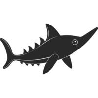 Monochrome Swordfish Illustration With Spikes On The Back Design Element vector