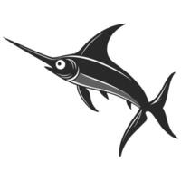 Elegant Monochrome Swordfish Illustration Design Graphic Element Isolated On White vector