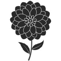 Black And White Elegant Dahlia Flower Illustration For Graphic Design Projects vector