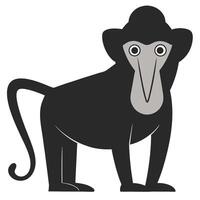 Stylized Proboscis Monkey Illustration Flat Design Wildlife Animal Art vector