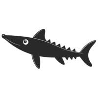 Cartoon Barracuda Fish Silhouette Ocean Animal Flat Graphic Illustration vector