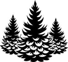 Black and white silhouette of pine trees vector