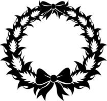 A black and white wreath with a bow vector