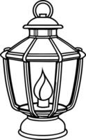 A lantern with a lit candle coloring page vector