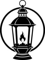 A black and white illustration of a lantern vector