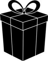 Black gift box with bow on white background vector