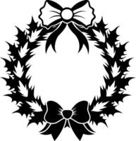 Christmas wreath with bow and holly vector