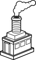 A factory with smoke coming out of it coloring page vector