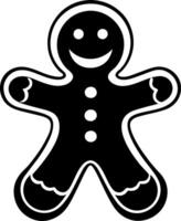 A black and white gingerbread man with a smile vector