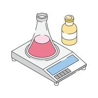 An isometric icon showing heat plate with chemical beaker on it vector