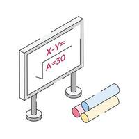 Check this amazing isometric style icon of math lecture vector