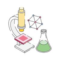 An icon of microscopic research designed in isometric style vector