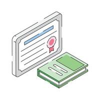 An editable isometric style icon depicting academi certificate vector