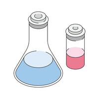 A captivating isometric icon showing lab glassware vector