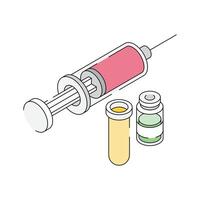 Ready to use modern isometric outline icon of vaccination syringe vector