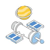A handy isometric icon showing space artificial satellite vector