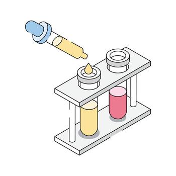 An icon of lab reaction designed in isometric outline style vector