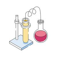 Easy to edit isometric style icon showing lab distillation setup vector