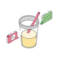 An isometric outline icon showing lab stir beaker vector