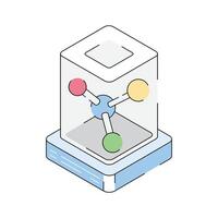 Visually appealing isometric style icon of molecules bonding vector