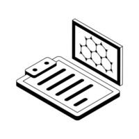 Get this latest isometric outline icon of lab report. vector