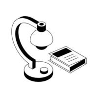 Study lamp with a book, icon in isometric style. vector