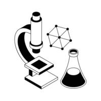 An icon of microscopic research designed in isometric style. vector