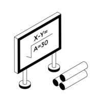Check this amazing isometric style icon of math lecture. vector
