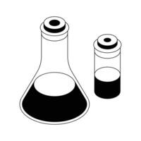A captivating isometric icon showing lab glassware. vector