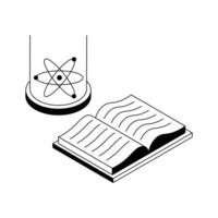 Science book icon creatively designed in isometric outline style. vector