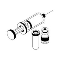 Ready to use modern isometric outline icon of vaccination syringe. vector