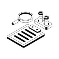Check this modern isometric icon showing lab report. vector