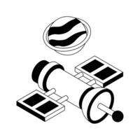 A handy isometric icon showing space artificial satellite. vector