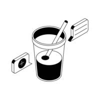 An isometric outline icon showing lab stir beaker. vector