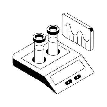 An icon of lab centrifuge designed in isometric outline style. vector