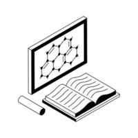 Ready to use isometric icon showing chemistry course lecture. vector