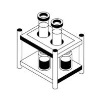 Get this amazing isometric outline icon showing lab vial rack. vector