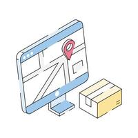 Ready to use isometric outline icon showing parcel tracking vector