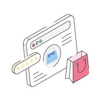 Online shopping reviews icon creatively designed in isometric style vector