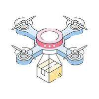 A captivating isometric style icon of drone delivery vector
