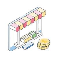 Visually appealing trendy isometric outline icon of online purchase vector