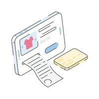 Visually appealing isometric outline icon depicting card purchase vector