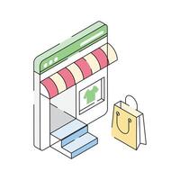 An icon creatively designed in isometric style showing online clothing store vector