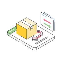 A handy isometric style icon depicting return product policy vector