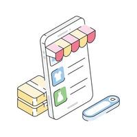 Ready to use isometric style icon of m commerce app vector