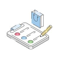 Check out out premium isometric style icon of shopping list vector