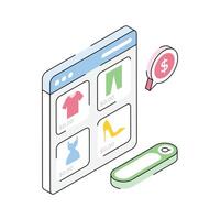 Easy to edit isometric style icon showing shopping site vector
