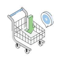 An icon of add to cart designed in isometric style vector
